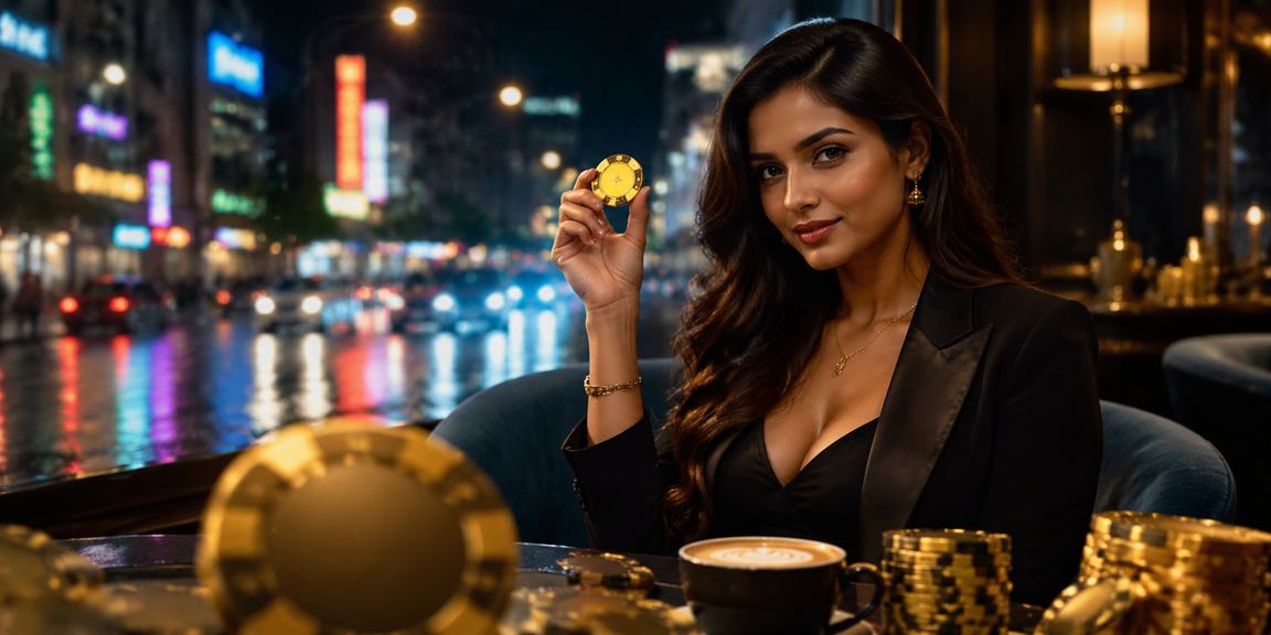 Stack of colorful casino chips on a table in India